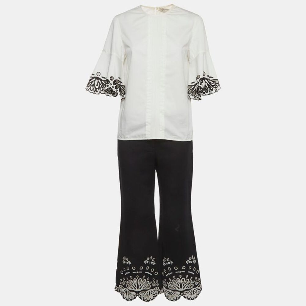 Emilio Pucci White/black Cotton Broderie Anglaise Co-Ord Set S/m
